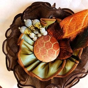 Moresca Gitana Rose Brown/Copper/Green - Hair Clip/Fascinator